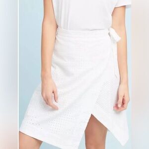 Anthropologie Post Mark White Eyelet Skirt Size: 6